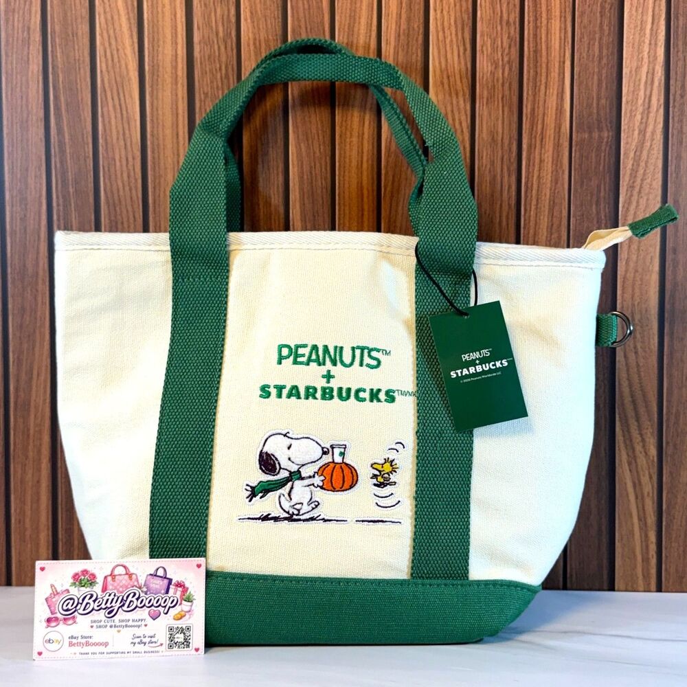 Starbucks x Peanuts SNOOPY MINI TOTE BAG 2026 Fall Pumpkin NEW
